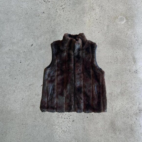 Vintage Brown faux fur vest - Picture 1 of 7
